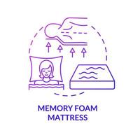 Memory foam mattress purple gradient concept icon. Common mattress material abstract idea thin line illustration. Polyurethane pad. Body shape memory. Vector isolated outline color drawing