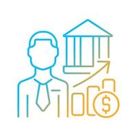 Investment banker gradient linear vector icon. Asset market and finance advisor. Capital raising specialist. Thin line color symbol. Modern style pictogram. Vector isolated outline drawing