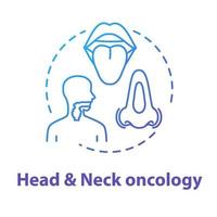 Head and neck oncology concept icon. ENT disorders. Diseases of ears, nose, and throat. Otorhinolaryngology idea thin line illustration. Vector isolated outline RGB color drawing