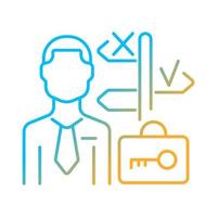 Portfolio manager gradient linear vector icon. Expert managing portfolio trading. Investing professional. Thin line color symbol. Modern style pictogram. Vector isolated outline drawing