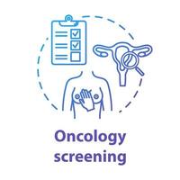 Oncology screening concept icon. Breast and cervical cancer prevention. Female diseases. Women health idea thin line illustration. Vector isolated outline RGB color drawing