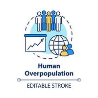 Human overpopulation concept icon. Birth rate increase. International population. Ecological footprint. Society idea thin line illustration. Vector isolated outline RGB color drawing. Editable stroke
