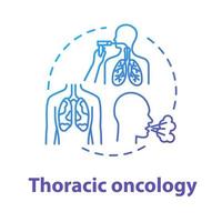 Thoracic oncology concept icon. Lung airways inflammatory disease. Asthma, tuberculosis. Pulmonology idea thin line illustration. Vector isolated outline RGB color drawing