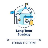 Long-term strategy concept icon. Building goals. Setting clear objective. Successful business. Smart planning idea thin line illustration. Vector isolated outline RGB color drawing. Editable stroke