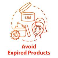 Avoid expired products, healthcare, dermatology concept icon. Quality and expiration date checking idea thin line illustration. Vector isolated outline RGB color drawing. Editable stroke