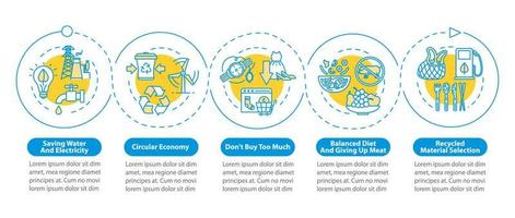 Responsible consumption vector infographic template. Recycling and ecology presentation design elements. Data visualization with 5 steps. Process timeline chart. Workflow layout with linear icons