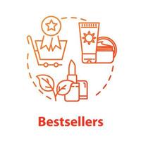 bestsellers, cosméticos recomendados, el mejor icono del concepto de productos de belleza. Ilustración de línea fina de idea de promoción de mercancías. vector contorno aislado dibujo a color rgb. trazo editable