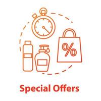 ofertas especiales, descuento, icono de concepto de venta de cosméticos. venta de productos de belleza, ilustración de línea fina de idea de campaña publicitaria. vector contorno aislado dibujo a color rgb. trazo editable