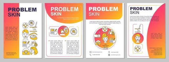 Problem skin, rash and wrinkles, pigmentation brochure template. Flyer, booklet, leaflet print, cover design with linear icons. Vector layouts for magazines, annual reports, advertising posters