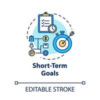 Short-term goals concept icon. Making progress. Project check. Tracking performance. Productive management idea thin line illustration. Vector isolated outline RGB color drawing. Editable stroke