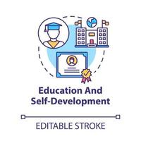 Education and self-development concept icon. Improvement opportunity. Motivation. Academic studies idea thin line illustration. Vector isolated outline RGB color drawing. Editable stroke