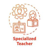 Specialized teacher concept icon. Professional tutor. Tuition and counseling. Inclusive academic education idea thin line illustration. Vector isolated outline RGB color drawing. Editable stroke