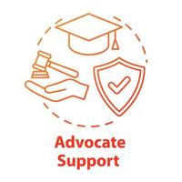 Advocate support concept icon. Professional legal assistance. Education contract. Lawyer consultation idea thin line illustration. Vector isolated outline RGB color drawing. Editable stroke