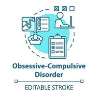 Obsessive compulsive disorder concept icon. OCD. Mental illness. Psychology, psychiatry. Healthcare idea thin line illustration. Vector isolated outline RGB color drawing. Editable stroke