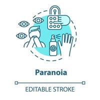 Paranoia concept icon. Irrational suspicion. Persecution complex. Personality disorder. Mental illness idea thin line illustration. Vector isolated outline RGB color drawing. Editable stroke