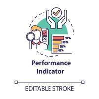 icono de concepto de indicador de rendimiento. optimización de procesos. métricas para evaluación. Ilustración de línea fina de idea de gestión corporativa. vector contorno aislado dibujo a color rgb. trazo editable