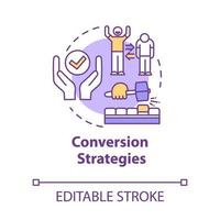 Conversion strategies concept icon. Generating lead customers. Retail and e-commerce. Marketing idea thin line illustration. Vector isolated outline RGB color drawing. Editable stroke