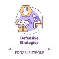 Defensive strategies concept icon. Hardships in business. Dealing with conflict. Competition idea thin line illustration. Vector isolated outline RGB color drawing. Editable stroke