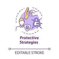 Protective strategies concept icon. Smart development. Client support. General control. Self-building idea thin line illustration. Vector isolated outline RGB color drawing. Editable stroke