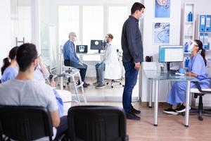 Hospital reception area during global pandemic photo