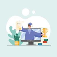 virtual graduation in desktop vector