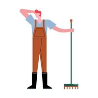 famer worker with rake vector