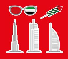 five UAE national icons vector