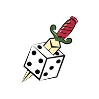 dagger in dice sticker vector