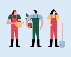 three farmers workers characters vector