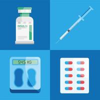 four glucose monitors icons vector