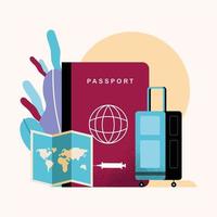 health passport and suitcase vector