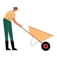 farmer with wheelbarrow vector