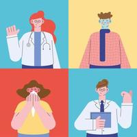 doctors and sick persons vector