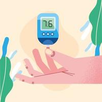 hand with glucometer scene vector