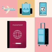 five health passport icons vector