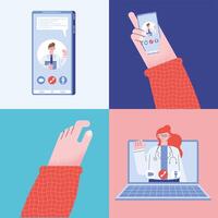 telemedicine in smartphone and laptop vector