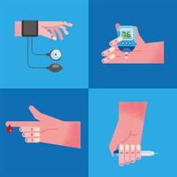 four hands and glucose monitors vector