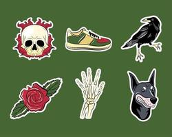 six wild love stickers vector
