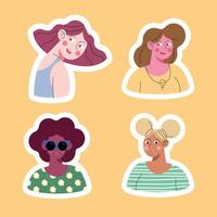 girl power four characters vector