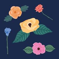 five beautiful flowers vector