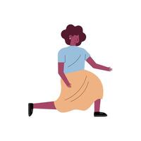 afro woman kneeling character vector