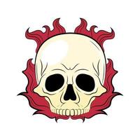 flaming skull sticker vector