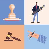 notary services four icons vector