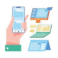 hand and devices planning vector