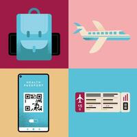 four health passport icons vector