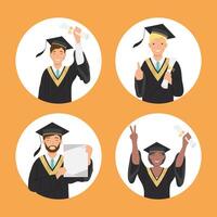 students graduates four characters vector