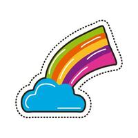 cloud and rainbow patch vector