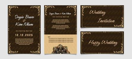 Gold Border Invitation Set vector