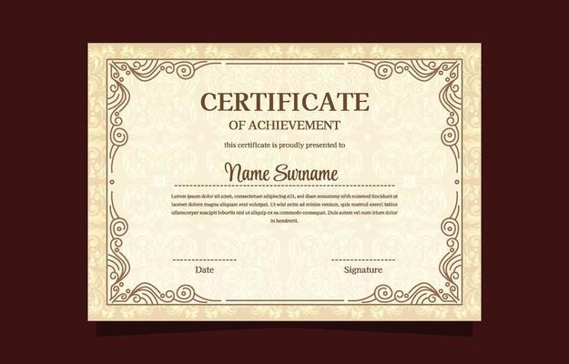 Certificate Template With Ornamental Border