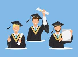 three male students graduates vector